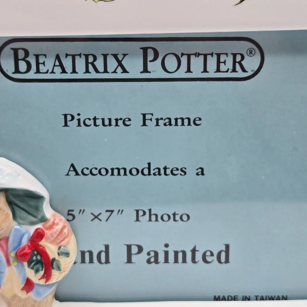 Vintage 1989 Schmid Beatrix Potter Christmas Collection Hand Painted Frame 5"x7" - Picture 7 of 15